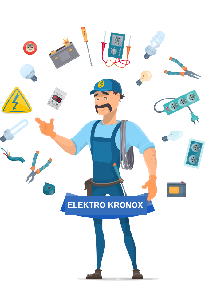 Illustration eines Elektrikers mit Werkzeug - Elektro Kronox GmbH